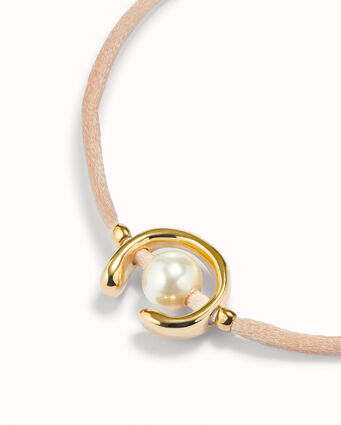 Bracelet en fil saumon avec perle de coquillage plaquée or 18 carats